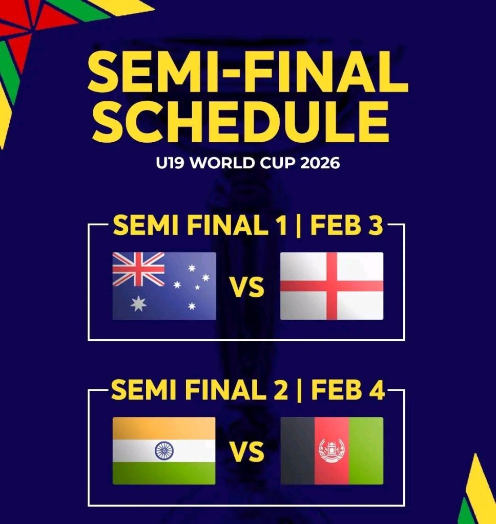 Semi final schedule U19 world cup 2026
